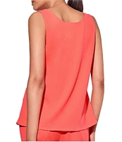Ming Wang Stretch Deco Crepe Scoop Neck Sleeveless Top