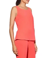 Ming Wang Stretch Deco Crepe Scoop Neck Sleeveless Top