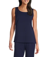 Ming Wang Stretch Deco Crepe Scoop Neck Sleeveless Top
