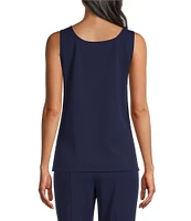 Ming Wang Stretch Deco Crepe Scoop Neck Sleeveless Top
