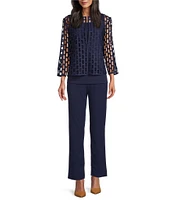 Ming Wang Stretch Deco Crepe Scoop Neck Sleeveless Top