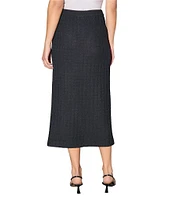 Ming Wang Textured Knit Front Slit Midi Skirt