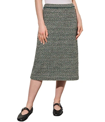 Ming Wang Tweed Knit Midi Pencil Skirt