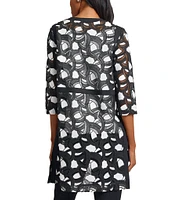 Ming Wang Two-Tone Lace Round Neck 3/4 Sleeve Jacket