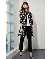 Ming Wang Two-Tone Lace Round Neck 3/4 Sleeve Jacket