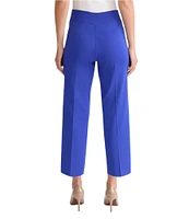 Ming Wang Woven Slim Straight Leg Elastic Waist Cropped Pull-On Pants