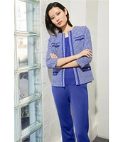Ming Wang Woven Slim Straight Leg Elastic Waist Cropped Pull-On Pants