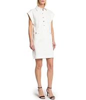 Ming Wang x Tanya Foster Cotton Blend Utility Cap Sleeve Shift Dress