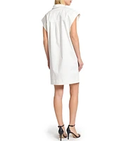 Ming Wang x Tanya Foster Cotton Blend Utility Cap Sleeve Shift Dress