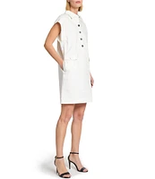 Ming Wang x Tanya Foster Cotton Blend Utility Cap Sleeve Shift Dress