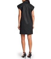 Ming Wang x Tanya Foster Cotton Blend Utility Cap Sleeve Shift Dress