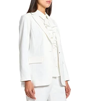 Ming Wang x Tanya Foster Deco Crepe Notch Lapel Bracelet Sleeve Single Button Blazer