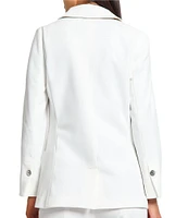 Ming Wang x Tanya Foster Deco Crepe Notch Lapel Bracelet Sleeve Single Button Blazer