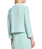 Ming Wang x Tanya Foster Stitch Knit Round Neck Long Sleeve Blazer