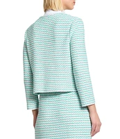 Ming Wang x Tanya Foster Stitch Knit Round Neck Long Sleeve Blazer