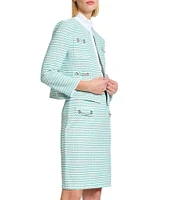 Ming Wang x Tanya Foster Stitch Knit Round Neck Long Sleeve Blazer