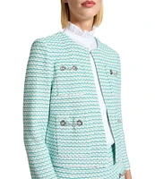 Ming Wang x Tanya Foster Stitch Knit Round Neck Long Sleeve Blazer