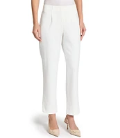 Ming Wang x Tanya Foster Stretch Deco Crepe Pintuck Ankle Pants