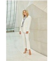 Ming Wang x Tanya Foster Stretch Deco Crepe Pintuck Ankle Pants