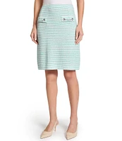 Ming Wang x Tanya Foster Textured Stitch Knit Chain Trim Pull-On Skirt