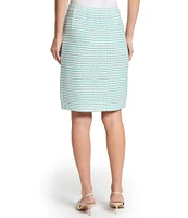 Ming Wang x Tanya Foster Textured Stitch Knit Chain Trim Pull-On Skirt