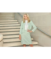 Ming Wang x Tanya Foster Textured Stitch Knit Chain Trim Pull-On Skirt