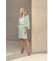Ming Wang x Tanya Foster Textured Stitch Knit Chain Trim Pull-On Skirt