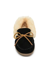 Minnetonka Alpine Suede Sheepskin Slippers