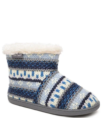 Minnetonka Betty Striped Faux Fur Bootie Slippers