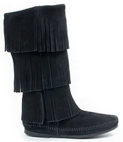 Minnetonka Women's Calf Hi 3-Layer Fringe Boots