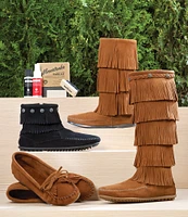 Minnetonka Women's Calf Hi 3-Layer Fringe Boots