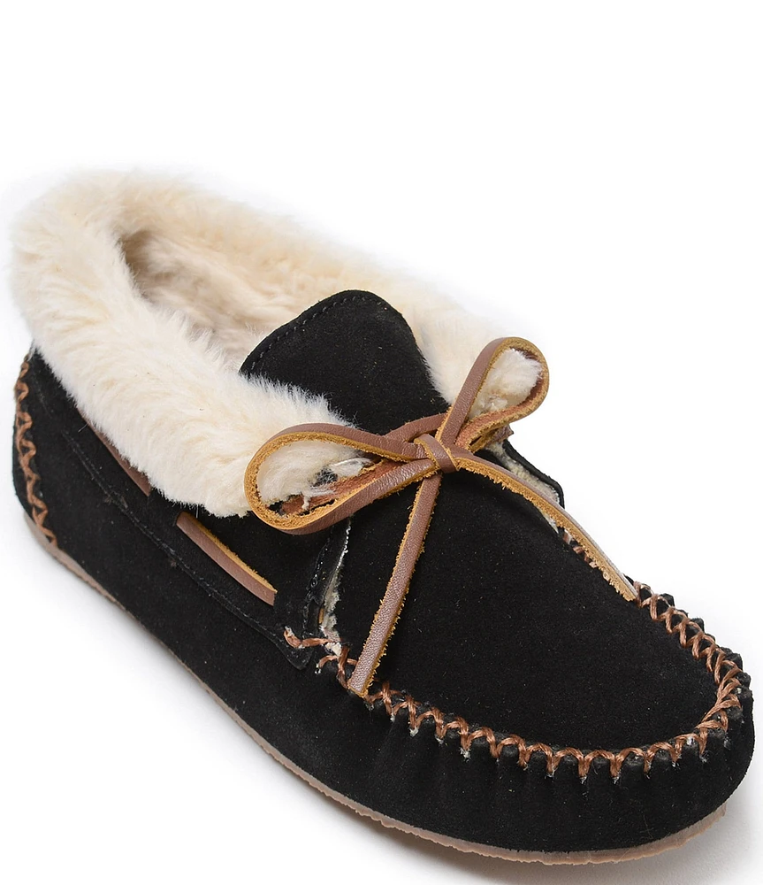 Minnetonka Chrissy Faux Shearling Suede Bootie Slippers