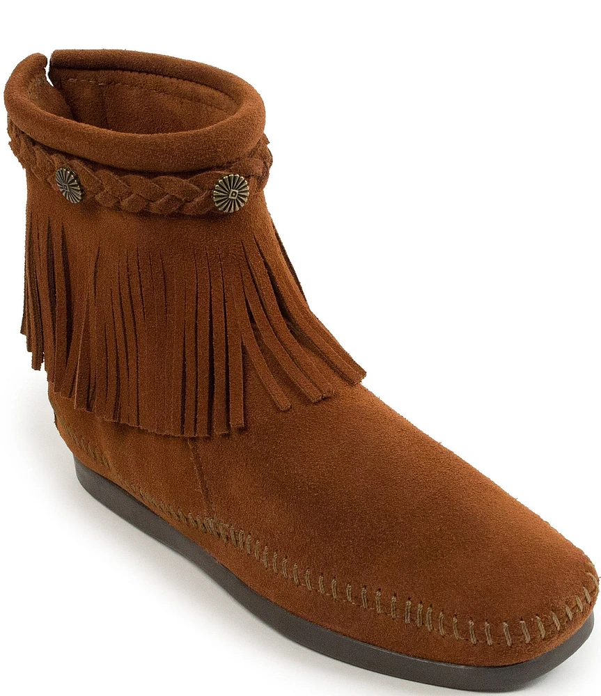 Minnetonka Concho Suede Fringe Boots