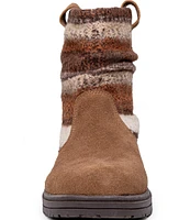 Minnetonka Joli Suede and Textile Pattern Slouch Booties