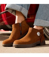 Minnetonka Joyelle Statement Button Suede Booties