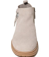 Minnetonka Joyelle Statement Button Suede Booties