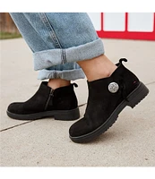 Minnetonka Joyelle Statement Button Suede Booties