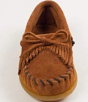 Minnetonka Kids' Kilty Suede Whipstitch Moccasins (Infant)