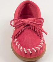 Minnetonka Kids' Kilty Suede Whipstitch Moccasins (Infant)