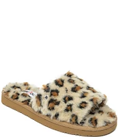 Minnetonka Lolo Leopard Print Faux Fur Slides