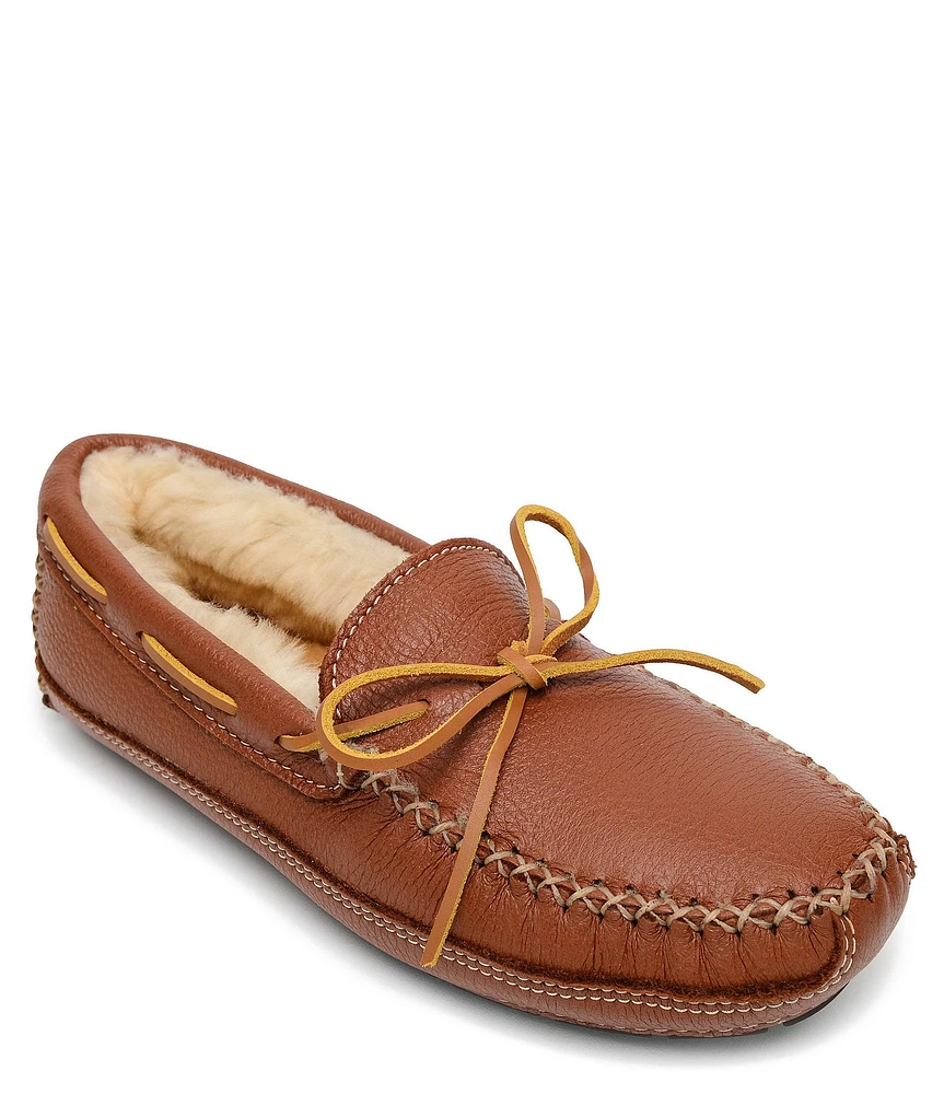 Minnetonka Men's Sheepskin Lined Moose Slippers