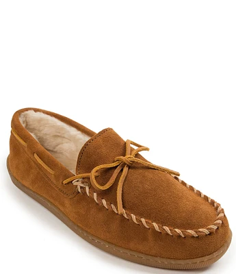 Minnetonka Men's Suede Pile Lined Hardsole Slippers