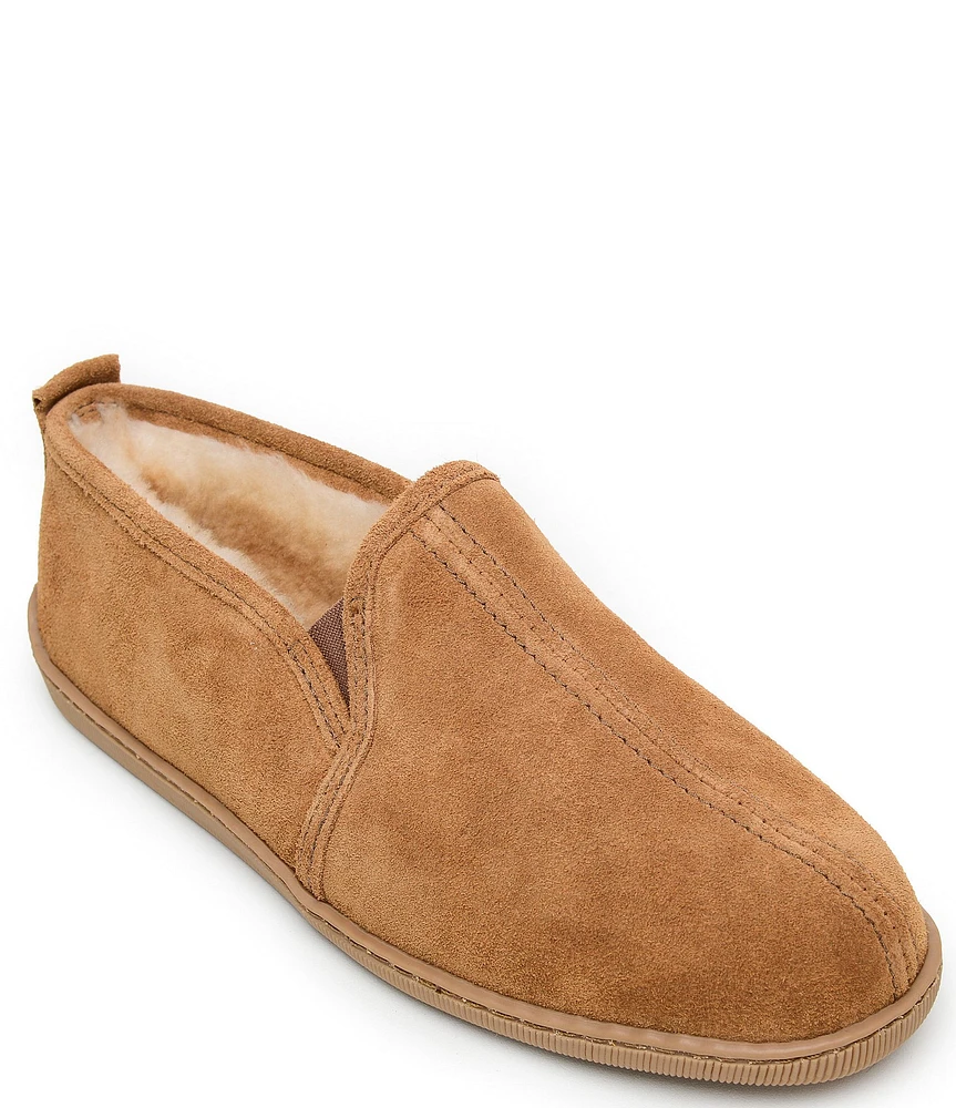 Minnetonka Men's Twin Gore Suede Sheepskin Slippers