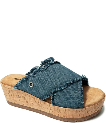 Minnetonka Posey Denim Platform Slides