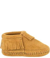 Minnetonka Kids' Riley Fringe Detail Suede Booties (Infant)