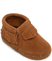 Minnetonka Kids' Riley Fringe Detail Suede Booties (Infant)