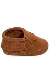 Minnetonka Kids' Riley Fringe Detail Suede Booties (Infant)