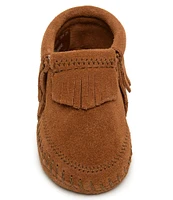 Minnetonka Kids' Riley Fringe Detail Suede Booties (Infant)