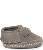 Minnetonka Kids' Riley Fringe Detail Suede Booties (Infant)