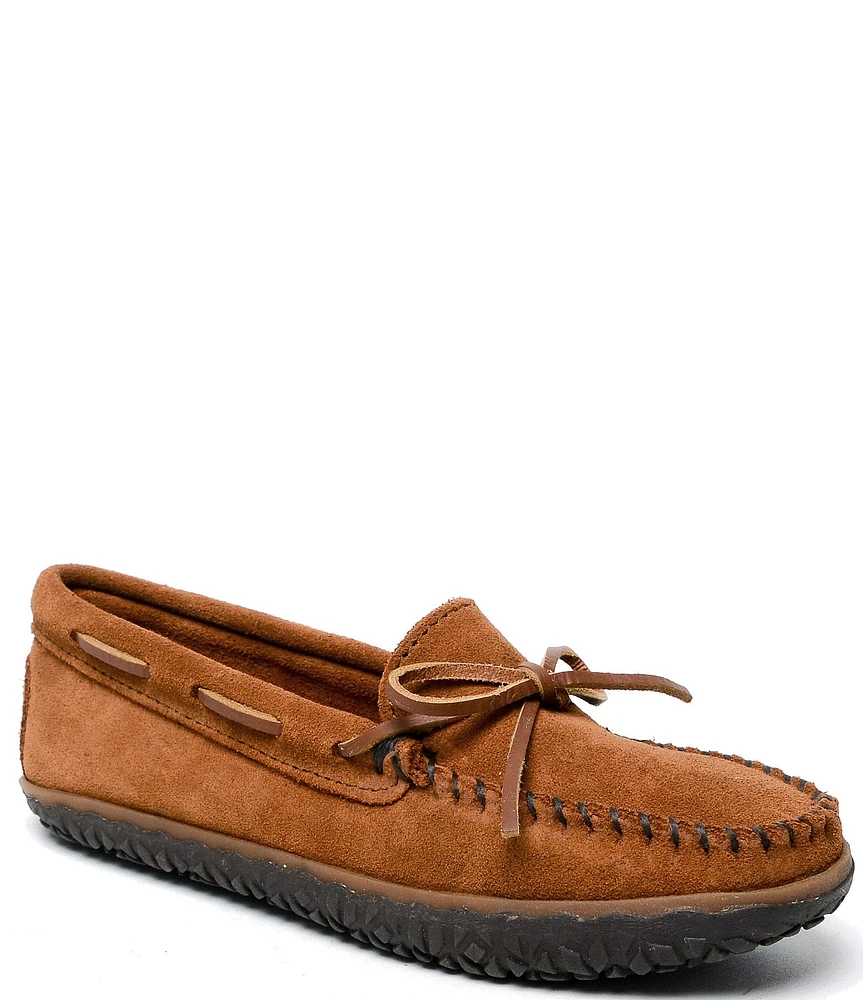 Minnetonka Women's Tie Tread Water Resistant Suede Moccasins